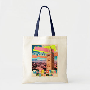 Marrakech Marokko Reis Koutoubia Vintage Silhouet Tote Bag
