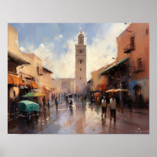 Marrakech Marokko Schilderij Kunst Print Poster