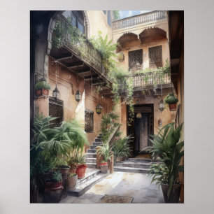 Marrakech Marokko Schilderij Kunst Print Poster