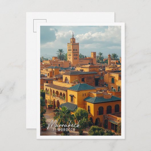 Marrakech Marokko stad top uitzicht mooie plek Briefkaart (Voorkant / Achterkant)