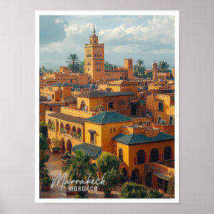 Marrakech Marokko stad top uitzicht mooie plek Poster