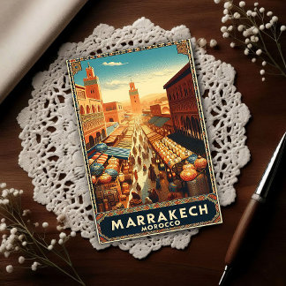 Marrakech Marokko Vintage Markt Reizen  Briefkaart