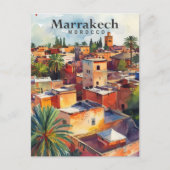 Marrakech Marokko Waterverf schilderij Reizen Briefkaart (Voorkant)
