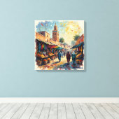 Marrakech Medina Marktplaats Uitgerekte Canvas Afdruk (Insitu (Houten vloer))