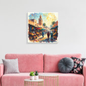 Marrakech Medina Marktplaats Uitgerekte Canvas Afdruk (Insitu (Woonkamer))
