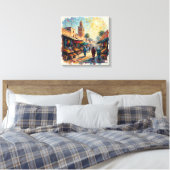 Marrakech Medina Marktplaats Uitgerekte Canvas Afdruk (Insitu (Slaapkamer))