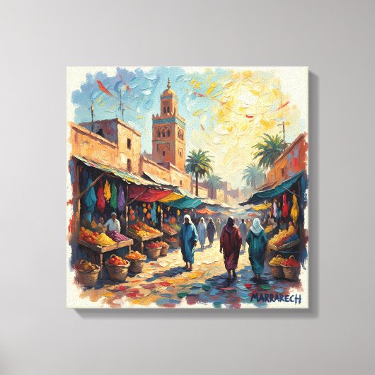 Marrakech Medina Marktplaats Uitgerekte Canvas Afdruk (Voorkant)