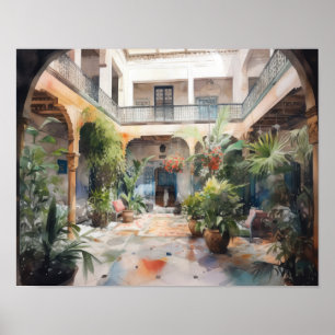 Marrakech Riad Maroc Peinture Art Imprimer Poster