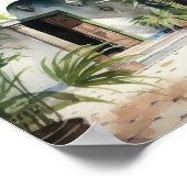 Marrakech Riad Maroc Peinture Art Imprimer Poster (Coin)
