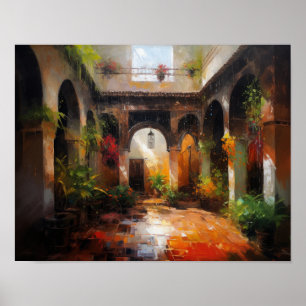 Marrakech Riad Marokko Schilderkunst Print Poster