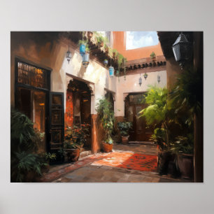 Marrakech Riad Marokko Schilderkunst Print Poster