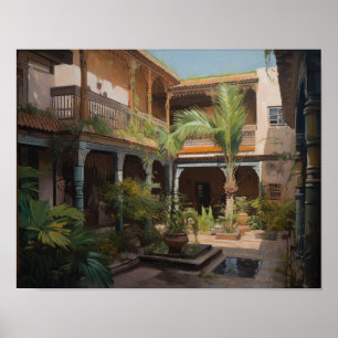 Marrakech Riad Marokko Schilderkunst Print Poster