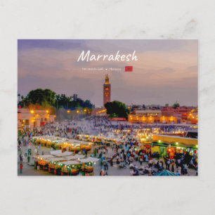 Marrakesh, Marokko - Jemaa el Fnaa plein Briefkaart