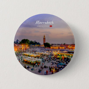 Marrakesh, Marokko - Jemaa el Fnaa plein Ronde Button 5,7 Cm