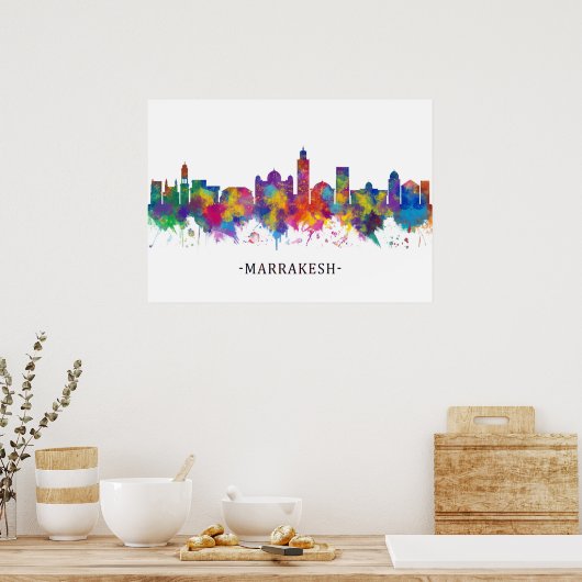 Marrakesh Marokko Skyline Poster (Keuken)