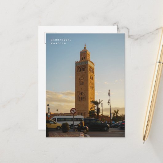 Marrakesh Marokko Stadsstemming Straatscène Briefkaart (Voorkant / Achterkant in situ)