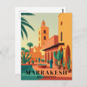 Marrakesh Marokko Vintage Travel Briefkaart (Voorkant / Achterkant)