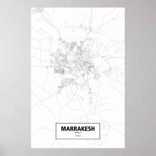 Marrakesh, Marokko (zwart op wit) Poster