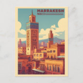 Marrakesh oud stadsgebouw met moskee briefkaart (Voorkant)