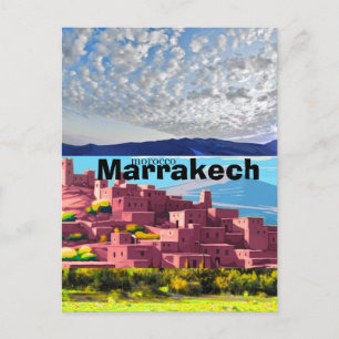 Marrakesh Reis Poster Kunst, Marokko Reis Poster Briefkaart