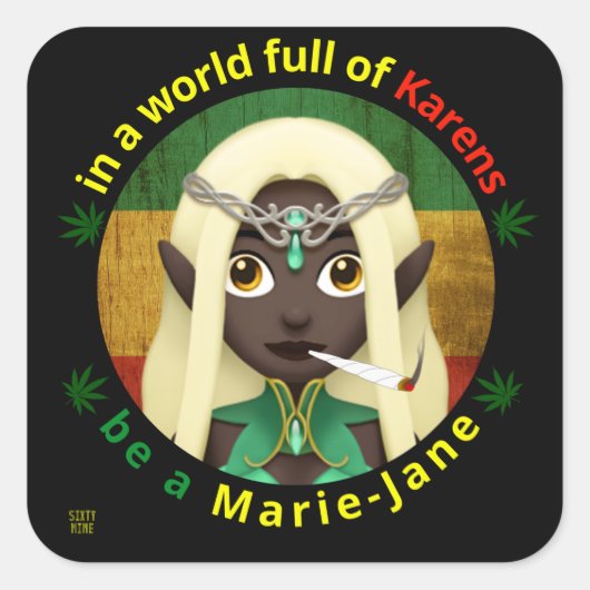 marrant autocollant carré "BE A MARIE-JANE" (Devant)