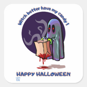 marrant autocollant carré "HAPPY HALLOWEEN 2"