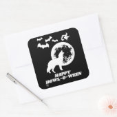 marrant autocollant carré "HAPPY HOWL-O-WEEN 2" (Enveloppe)