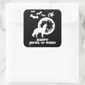 marrant autocollant carré "HAPPY HOWL-O-WEEN 2" (Sac)