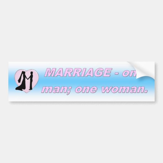 MARRIAGE - ÉÉN MAN; ÉÉN VROUW BUMPERSTICKER (Voorkant)