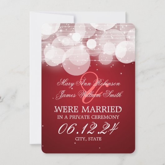 Marriage Elopement Glow & Sparkle Red Aankondiging (Voorkant)