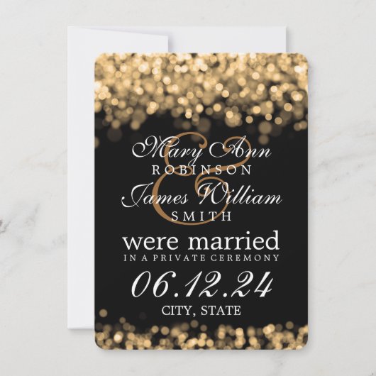 Marriage/Elopement Gold Lights Aankondiging (Voorkant)