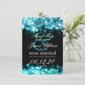 Marriage Elopement Sparkeling Lights Turquoise Aankondiging (Staand voorkant)