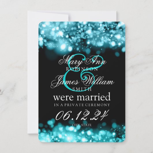 Marriage Elopement Sparkeling Lights Turquoise Aankondiging (Voorkant)