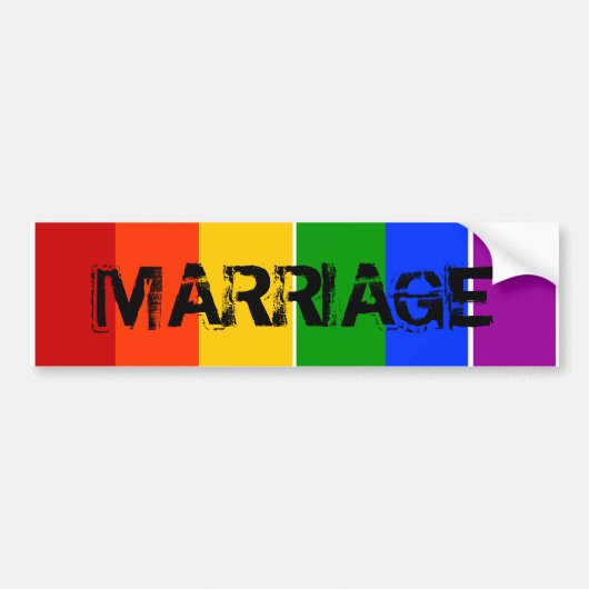 MARRIAGE GAY LGBT RAINBOW BUMPERSTICKER (Voorkant)