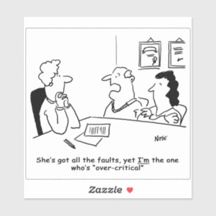 Marriage Guidance - Wife heeft de Faults Cartoon. Sticker