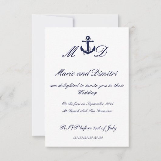 Marriage nautique invitation (Devant)