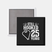 Married 25 Years - Fishing Couple - 25th Wedding A Magneet (Voorkant / Achterkant)