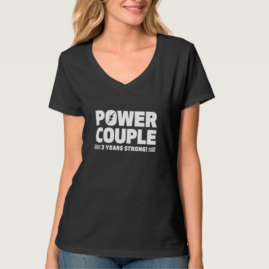 Married 3 Years Power Couple 3rd Anniversary Husba T-shirt (Voorkant)