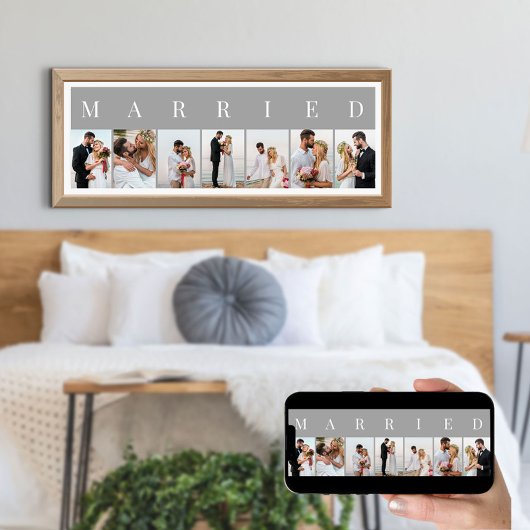 MARRIED 7 Afbeelding Gray en White Photo Collage Poster