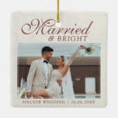 Married and Bright Photo Keepsake Wedding Keramisch Ornament (Achterkant)