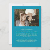Married and Grateful Wedding Photo Aqua Blue Bedankkaart (Achterkant)