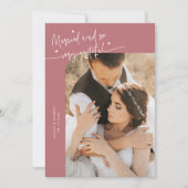 Married and Grateful Wedding Photo Pink Bedankkaart (Voorkant)