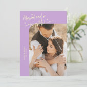Married and Grateful Wedding Photo Wisteria Bedankkaart (Staand voorkant)