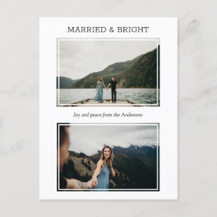 Married & Bright 2 Gepersonaliseerde Kerstfoto Feestdagenkaart
