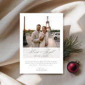 Married & Bright Elegant Script Newlywed Photo Feestdagenkaart