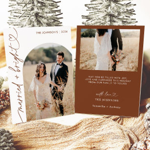 Married & Bright Holiday Christmas Kaart, Boho Kaa Kaart