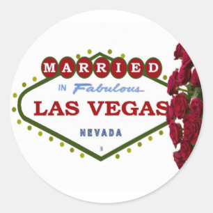 MARRIED IN Las Vegas Red Roses Sticker