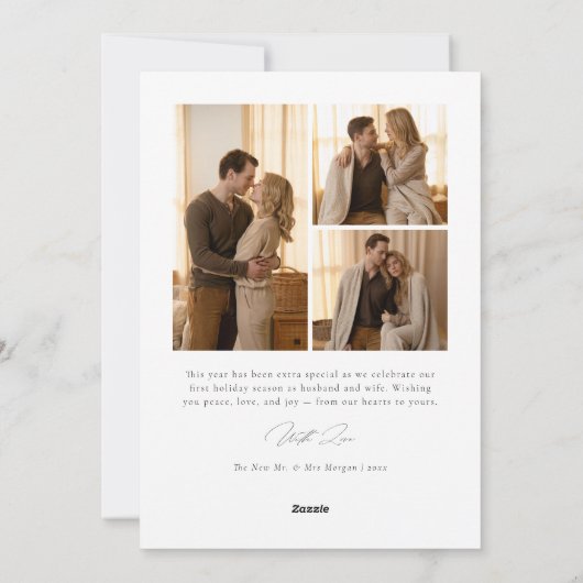 Married Little Christmas Newlywed Photo Collage Feestdagenkaart (Achterkant)