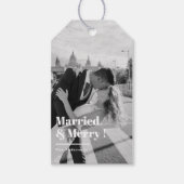 Married & Merry | Elegant Black & White Wedding  Cadeaulabel (Voorkant)