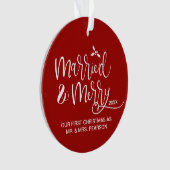 Married & Merry First Christmas double sided red Ornament (voorkant)